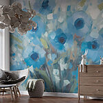 Wall murals Painting of blue flowers