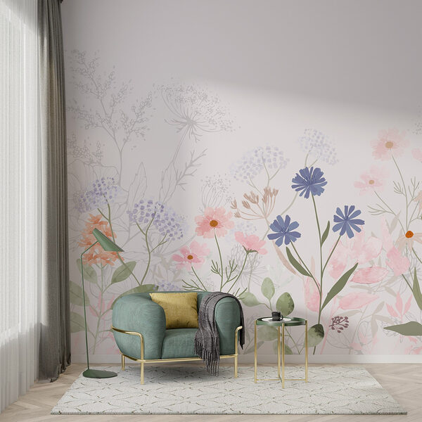 Wall murals Delicate blooms in soft pastel colors (SKU: w03293) Wall murals Wall murals Delicate blooms in soft pastel colors (SKU: w03293)