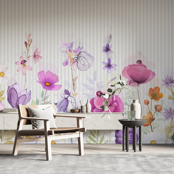 Wall murals Colorful flowers in a serene garden (SKU: w03295) Wall murals Wall murals Colorful flowers in a serene garden (SKU: w03295)