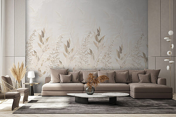 Delicate botanical illustration in soft tones Wall murals Delicate botanical illustration in soft tones