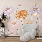 Wall murals Group of flowers with leaves
