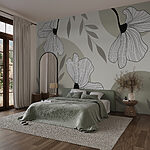 Wall murals Elegant floral line art design