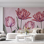 Wall murals Group of pink flowers
