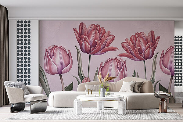 Group of pink flowers Wall murals Group of pink flowers
