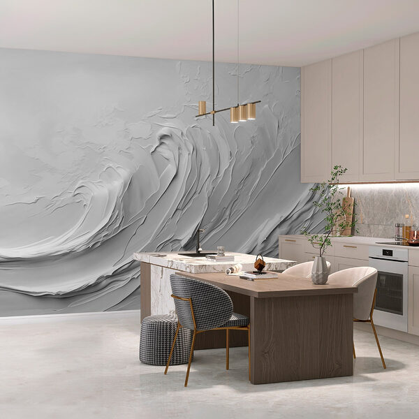 White wall with white waves Wall murals White wall with white waves