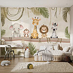 Wall mural Group of animals sitting on a branch