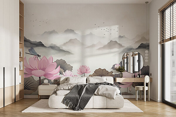 Painting of flowers and water Wall murals Painting of flowers and water