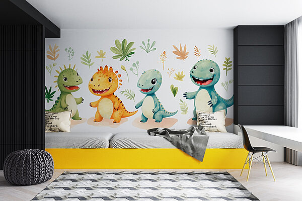 Group of cartoon dinosaurs Wall murals Group of cartoon dinosaurs