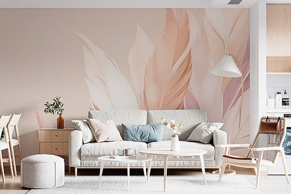Wall murals Delicate feathers in soft hues