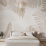 Wall murals White background with brown leaves