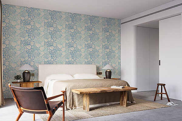 Wall murals Pattern of blue and white flowers