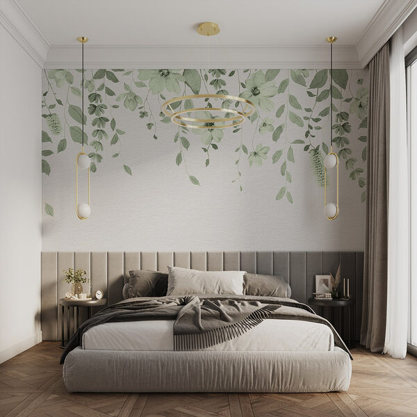 Wall mural Delicate blossoms with gentle greens