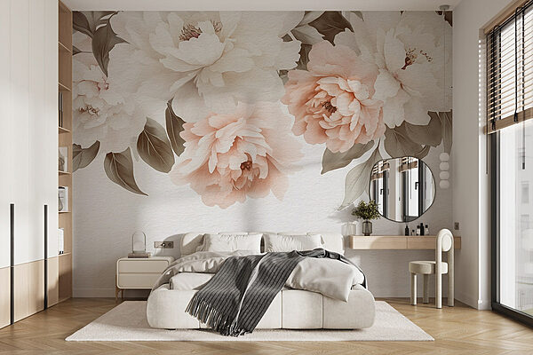 Group of flowers with leaves Wall murals Group of flowers with leaves