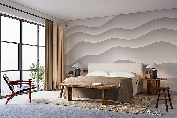 Wall murals White and grey wavy lines