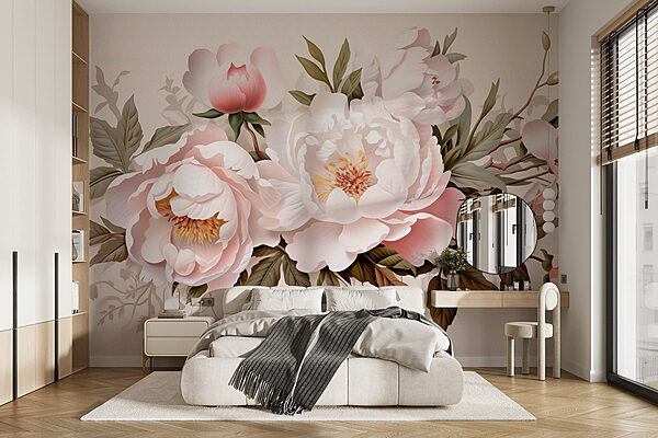 Wall murals Delicate blooms in soft hues (SKU: w08884) Wall murals Wall murals Delicate blooms in soft hues (SKU: w08884)