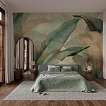 Wall murals Lush leaves in delicate hues