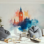 Wall murals Clock tower in the clouds