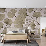 Wall murals Elegant leaves in soft tones.