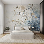 Wall mural Painting of a tree branch with leaves