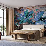 Wall murals Painting of flowers on a green background