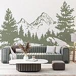 Wall murals Drawing of trees and mountains
