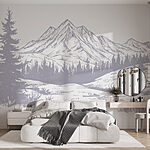 Wall murals Drawing of a mountain range
