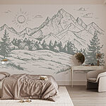 Wall murals Landscape with trees and mountains