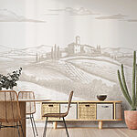 Wall mural Landscape with a house and fields