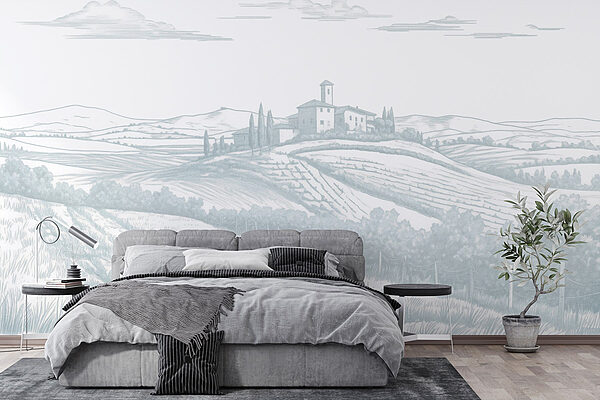 Wall murals Landscape with a house and trees