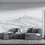 Wall mural Landscape with a house and trees