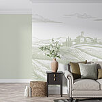Wall murals Landscape with a house and fields