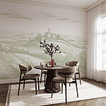 Wall mural Landscape with a house and fields