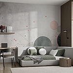 Wall murals Grey and pink circles and lines