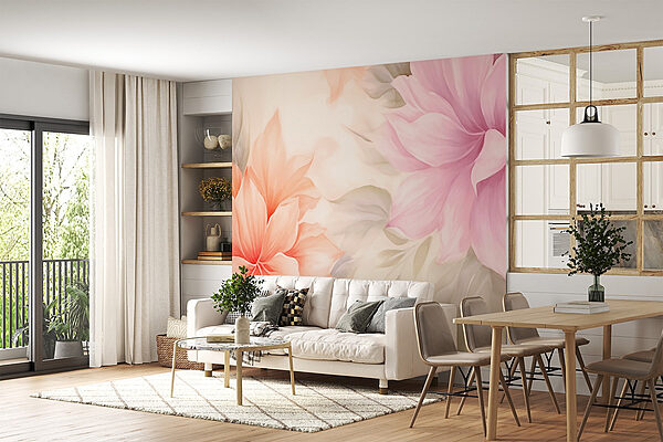 Wall murals Delicate blooms in soft pastel hues (SKU: w03372) Wall murals Wall murals Delicate blooms in soft pastel hues (SKU: w03372)