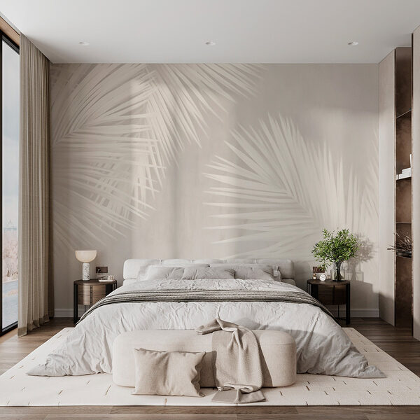 White leaves on a white background Wall murals White leaves on a white background