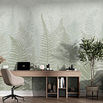 Wall murals Fern leaves in a foggy environment