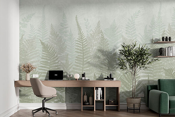 Wall mural Fern leaves in a foggy environment (SKU: w03402) Wall mural Wall mural Fern leaves in a foggy environment (SKU: w03402)