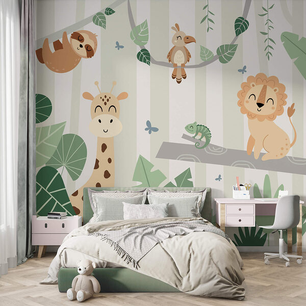 Wall murals Group of animals in a jungle