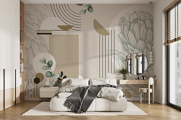 Wallpaper with a plant and leaves Wall murals Wallpaper with a plant and leaves