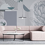 Wall murals Wallpaper with a flower and leaves