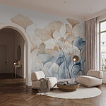 Wall mural Painting of flowers with leaves