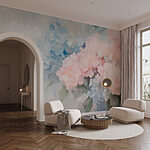 Wall murals Painting of flowers on a white background