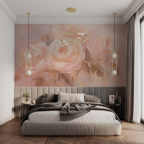 Painting of flowers on a white surface Wall murals Painting of flowers on a white surface
