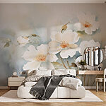 Wall murals Painting of white flowers