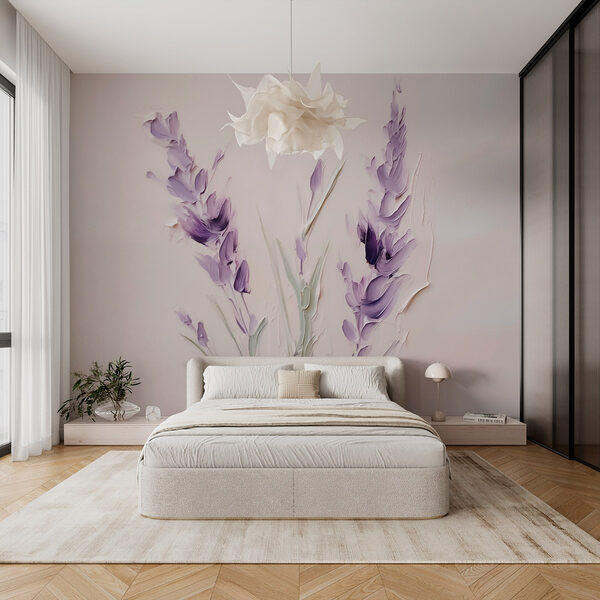 Painting of purple flowers Wall murals Painting of purple flowers