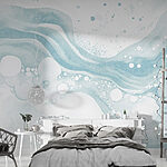 Wall murals White and blue watercolor painting