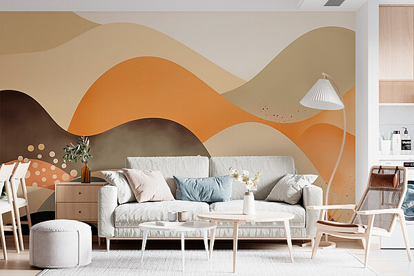 Painting of a desert landscape Wall murals Painting of a desert landscape