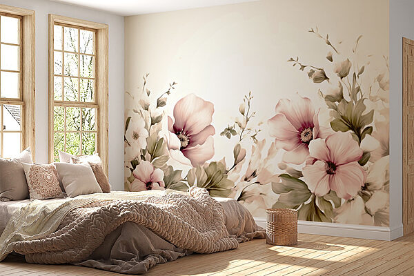 Wall murals Delicate blooms in soft hues (SKU: w02779) Wall murals Wall murals Delicate blooms in soft hues (SKU: w02779)