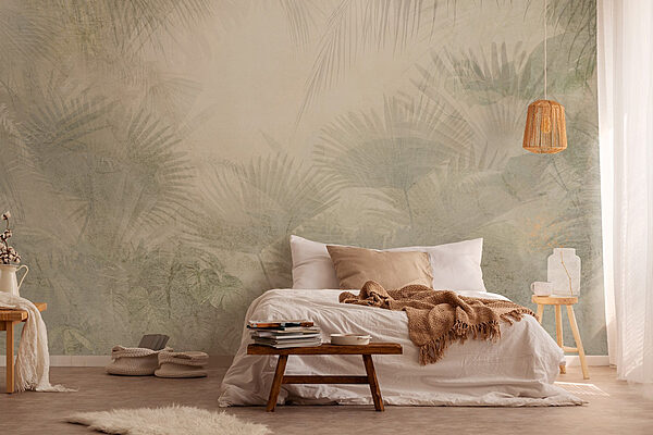 White background with palm leaves Wall murals White background with palm leaves
