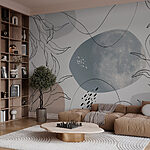 Wall murals Moon and plants on a white background
